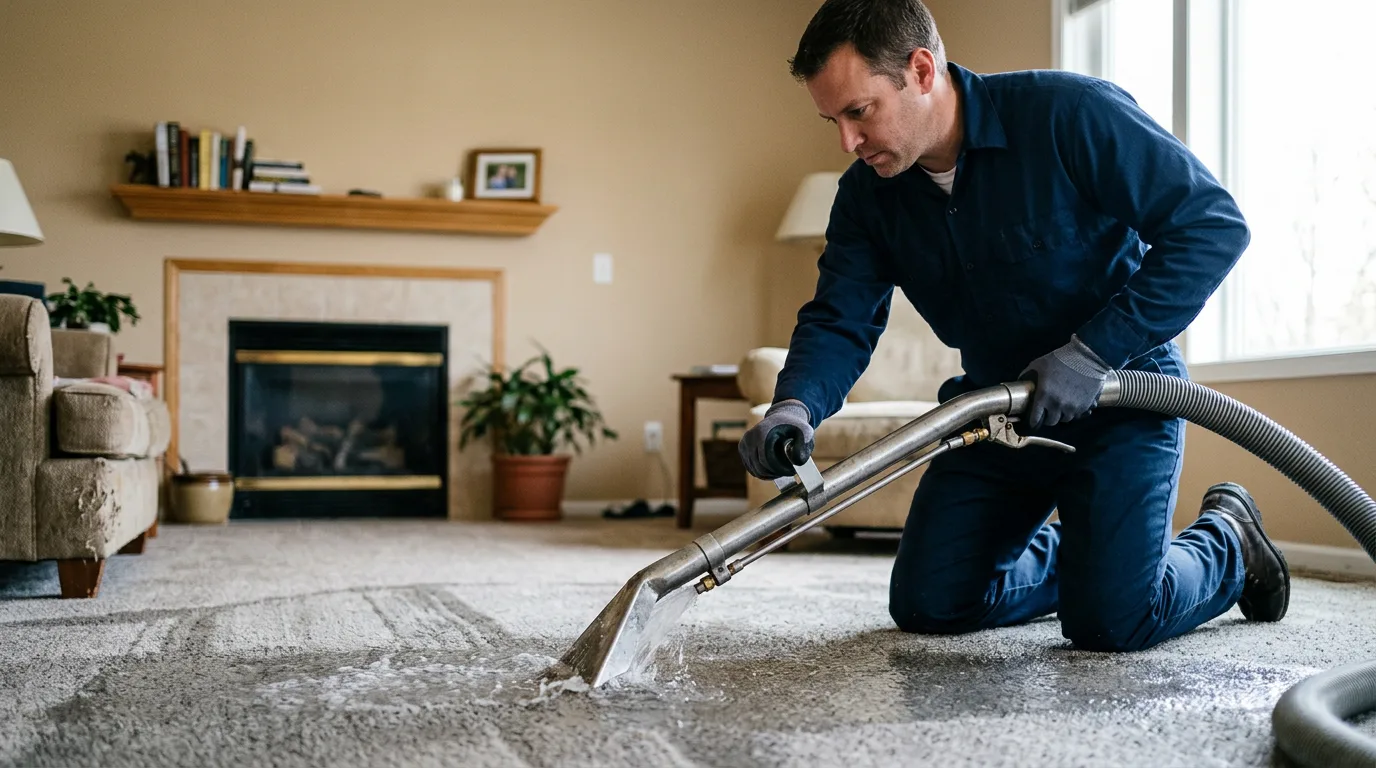 Water damage restoration technician working near Great River, NY